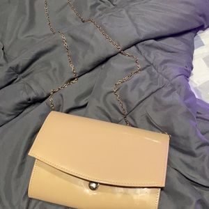Beige clutch with chain